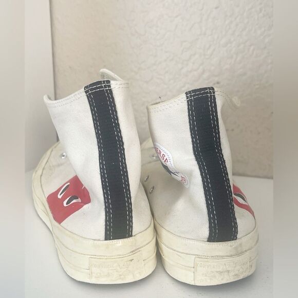 Come Des Garçons PLAY Converse Chuck Taylor Hidden Heart High Top Sneaker W11 M9 - Picture 7 of 15